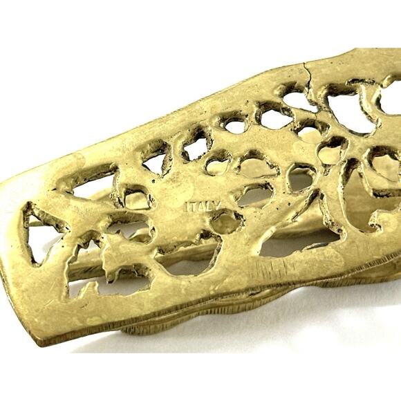 Antique Brass Ornate Serving Tongs Italian Rococo Revival Griffin Motif 8.5” - Picture 7 of 7